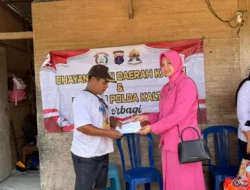 Polwan Ditreskrimsus Polda Kaltim Bersama Bhayangkari Salurkan Bantuan Sosial di Kampung Bedeng Balikpapan