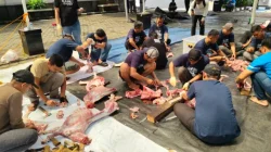 Senyum Warga Sambut Paket Daging Kurban dari BRI Area Warung Buncit