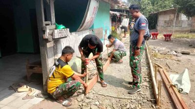 Prioritaskan Desa Wibawamulya, Hari Ke 5 Satgas TMMD Ke-129 dan Warga Kebut Pembangunan Jalan Lingkungan