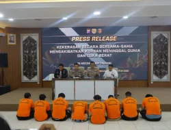 Kapolres Kukar Pimpin Press Release Kasus Kekerasan Bersama yang Mengakibatkan Korban Meninggal Dunia di Tabang
