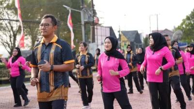 Polres Kukar Gelar Olahraga Bersama, Perkuat Kebersamaan Personel dan Bhayangkari