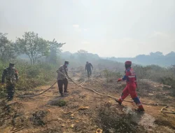 Polsek Samboja Bersama Tim Gabungan Padamkan Karhutla Seluas 7 Hektare di Wonotirto