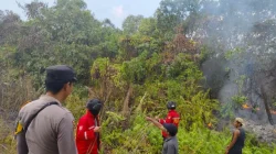 Sinergi Polsek Sebulu dan Koramil Padamkan Karhutla di Eks Tambang Desa Beloro