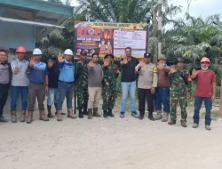 Polsek Kembang Janggut Bersama TNI dan Perusahaan Pasang Spanduk Cegah Karhutla