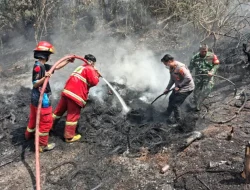 Gerak Cepat Polsek Tenggarong Seberang Bersama Tim Gabungan, Tangani Kebakaran Lahan di Km 9.700
