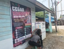 Polsek Muara Muntai Sosialisasikan Pencegahan Karhutla dan Pasang Spanduk Imbauan