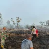 Polsek Muara Kaman Cek Hotspot di Rawa Gambut, Ditemukan Sisa Asap Tanpa Api