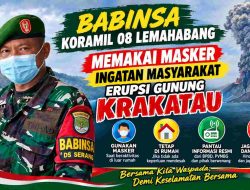 Erupsi Gunung Krakatau, Babinsa Koramil 08 Lemahabang Ingatkan Warga Gunakan Masker
