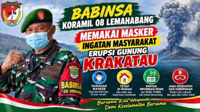 Erupsi Gunung Krakatau, Babinsa Koramil 08 Lemahabang Ingatkan Warga Gunakan Masker